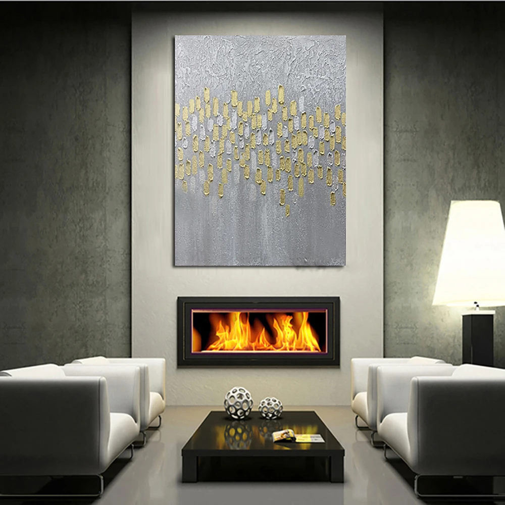 Waliicorners Wall Art Posters Home Mural Decoration Modern Abstract Painting Golden Thick Texture Handmade Oil Painting 11