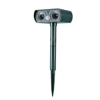 

Ultrasonic Outdoor Solar Animal Deterrent with Motion Sensor Flashing LED Light Waterproof Animal Scarer Repellent (Green)