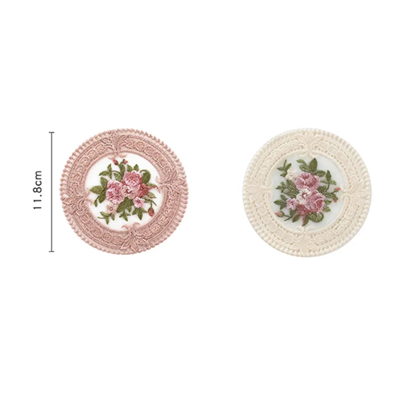 1Pcs Lace Coaster Embroidery Round Placemat Desktop Decoration Hollow Knit Tea Set Anti-scald Coaster Insulation Table Pad