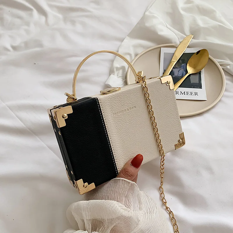 

Personality Niche Design Handbags 2020 Fashion Contrast Color Simple Chain One Shoulder Messenger Box Bag Designer Handbags CC