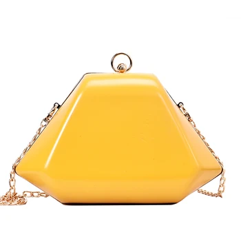 

Geometric Box Style Pu Leather Shoulder Bag Women Fashion Vintage Messenger Bag Ladies Party Clutch Chains Purse Female Handbag