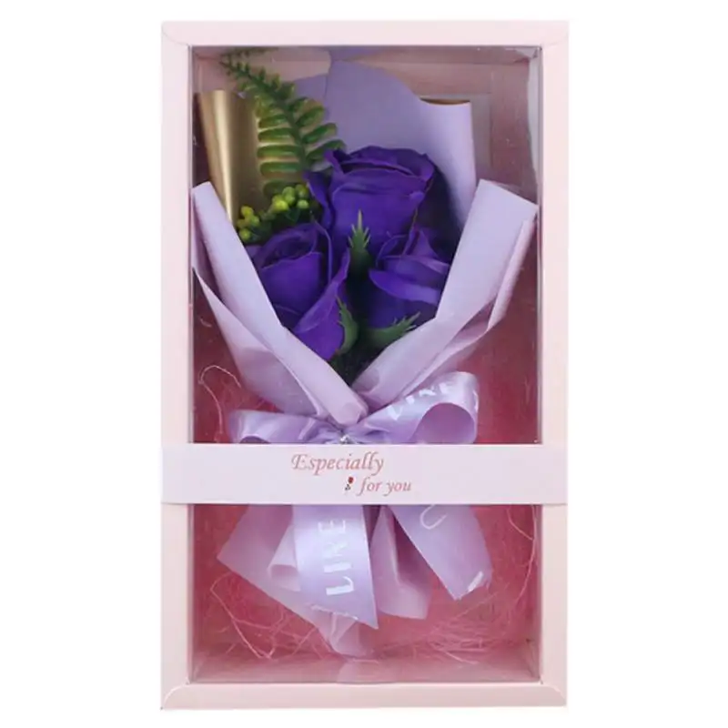 Valentine\'s Day Gift Simulation Rose Soap Flower with Gift Box Everlasting Flower Bouquet Mother\'s Day Wedding Decoration