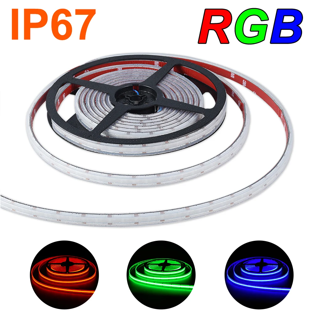 

IP67 Waterproof DC12V DC24V COB RGB Linear Strip 14W/M Flexible Light Tape For Outdoor Decoration Lighting
