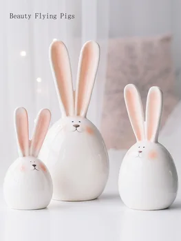 

Direct sales new home creative wine cabinet TV cabinet decoration birthday gift cute ceramic rabbit wedding gift display