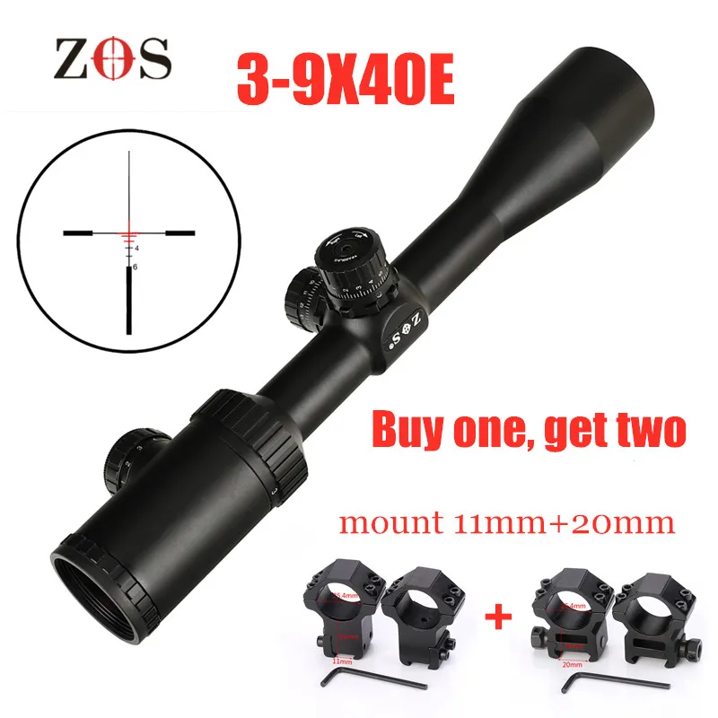

ZOS 3-9X40 E Hunting Optical Sights Mil Dot Wire Reticle Red Green Illuminated RifleScope Rifle Scope with Turrets