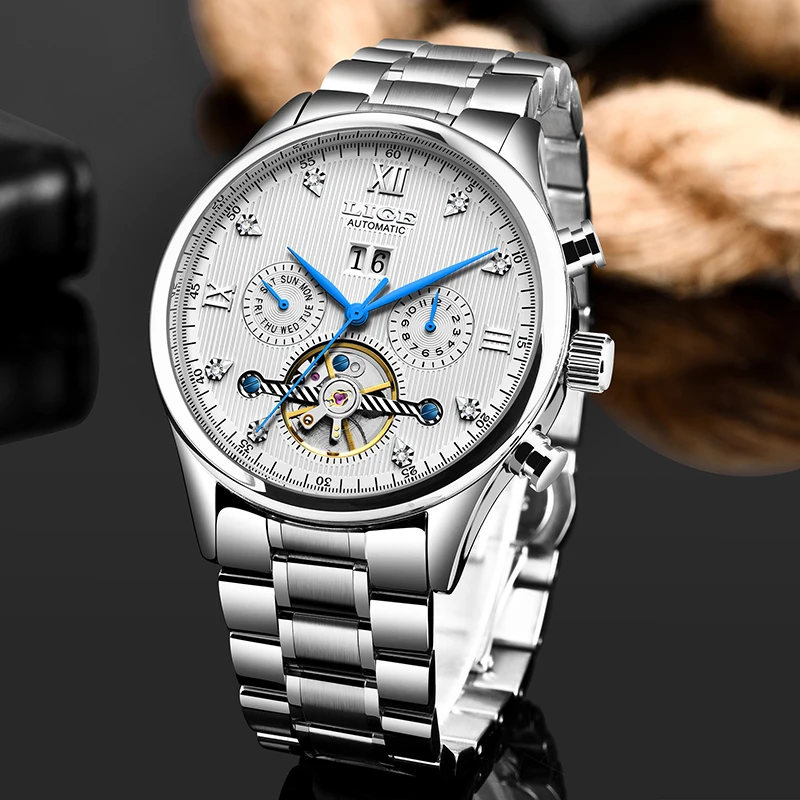 

LIGE Automatic Machinery Men's Watches Top Brand Luxury Tourbillon Business Clock All Steel Waterproof Watch relogio masculino
