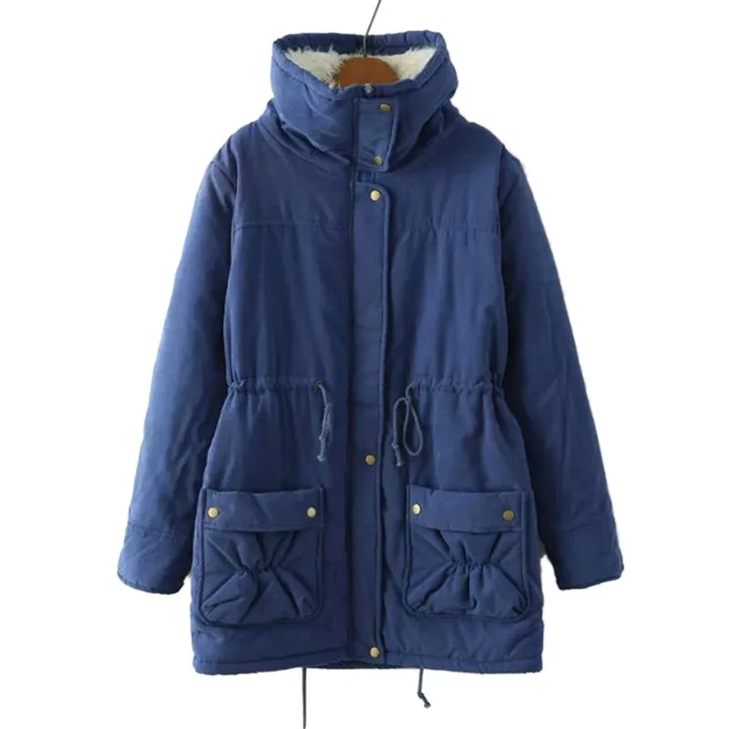 OEAK зимнее пальто для женщин, модная брендовая Свободная верхняя одежда, Женская Стеганая куртка средней длины, стеганая хлопковая парка размера плюс - Цвет: Royal Blue
