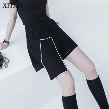 

XITAO Irregular Black Shorts Fashion New 2020 Spring Elegant High Waist Patchwork Pocket Minority Casual Style Shorts DMY3797