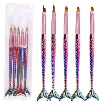 

CYSHMILY 5Pcs/Set Mermaid Design Nail Brush Gradient Drawing Painting Pen Handle Stripers Lines liner Brush Nail Manicure Tool