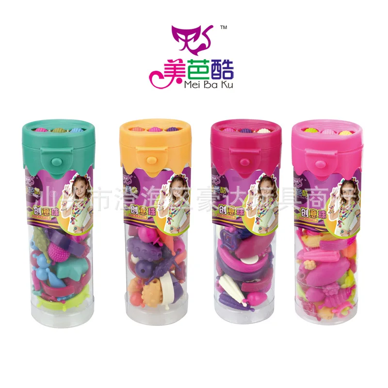 

Children Heart String Popper Beads Bead Toy 50 Tablets Canned GIRL'S DIY Cordless Necklace Bracelets Bead