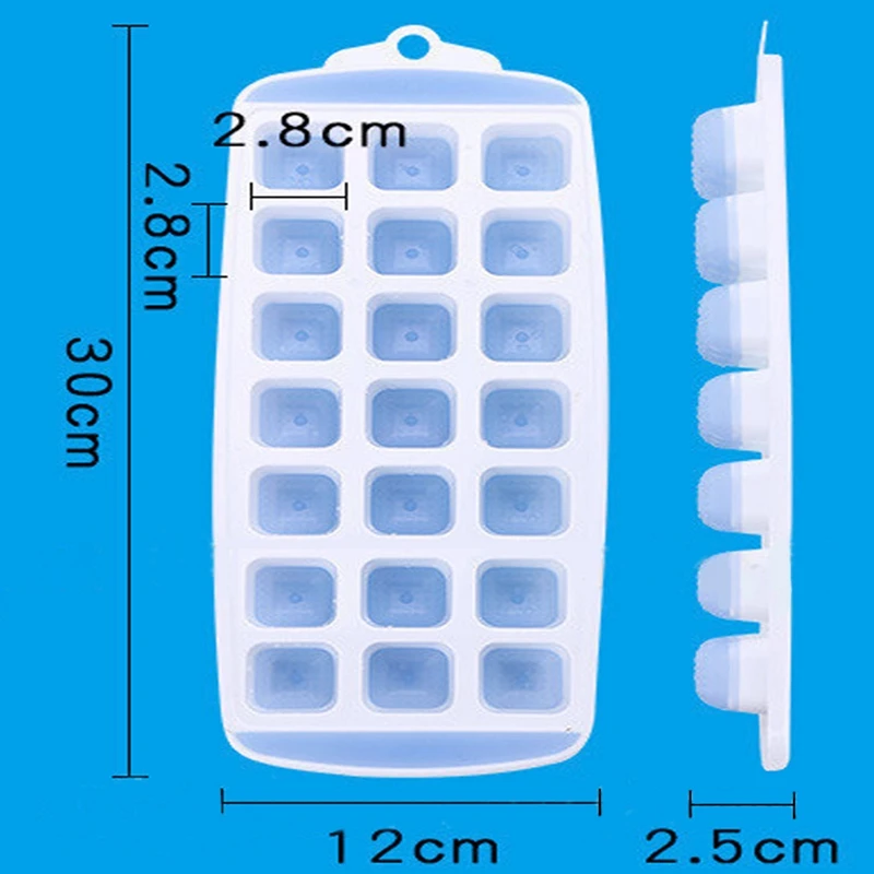 Food Grade Silicone Ice Tray Ice Mold DIY Ice Cube Maker 21 Grids Square Ice Machine Baking Store Dessert Cake Mold with Cover