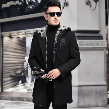 

Real Fur Coat Real Sheep Fur Liner Parka Winter Jacket Men Natural Fur Parka Wool Jackets Windbreaker Plus Size A18DY8069 YY800