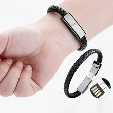 Открытый Портативный кожаный Мини Micro USB браслет зарядное устройство данных зарядный кабель синхронизации для iPhone8 6s Android type-C телефонный кабель