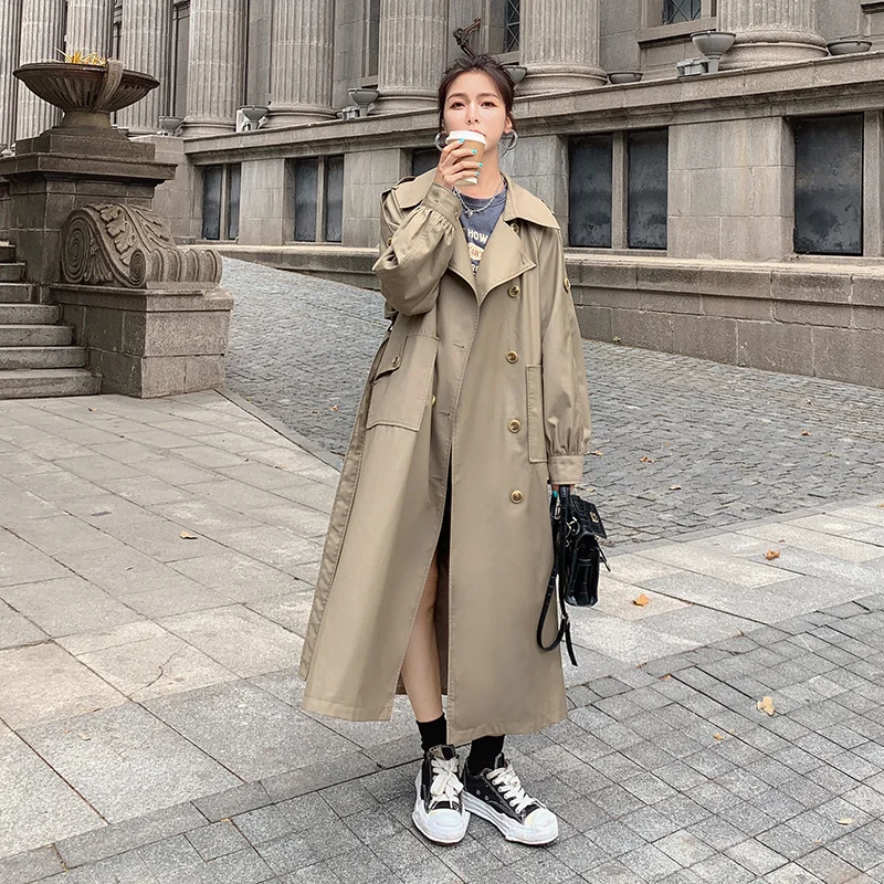 Fall 2021 New Design Sense Pocket Trench Coat ZB | Женская одежда