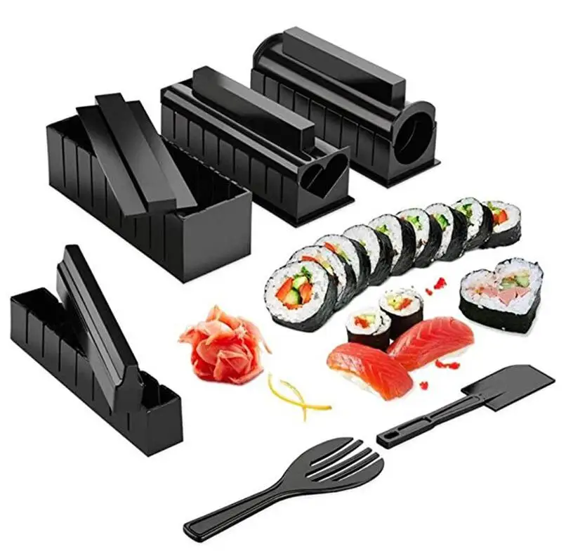 DIY 초밥 만들기 키트, 롤 초밥 메이커 쌀 롤 금형 주방 초밥 도구 일본 스시 요리 도구 주방 도구 10 개/세트