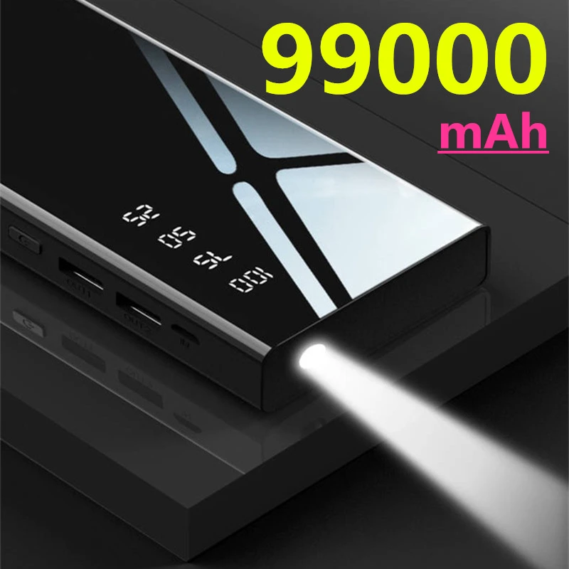 Power Bank 99000mAh Power Bank 2USB Fast Pover Bank For Xiaomi IPhone 12 Pro Portable External Battery Charger slim power bank