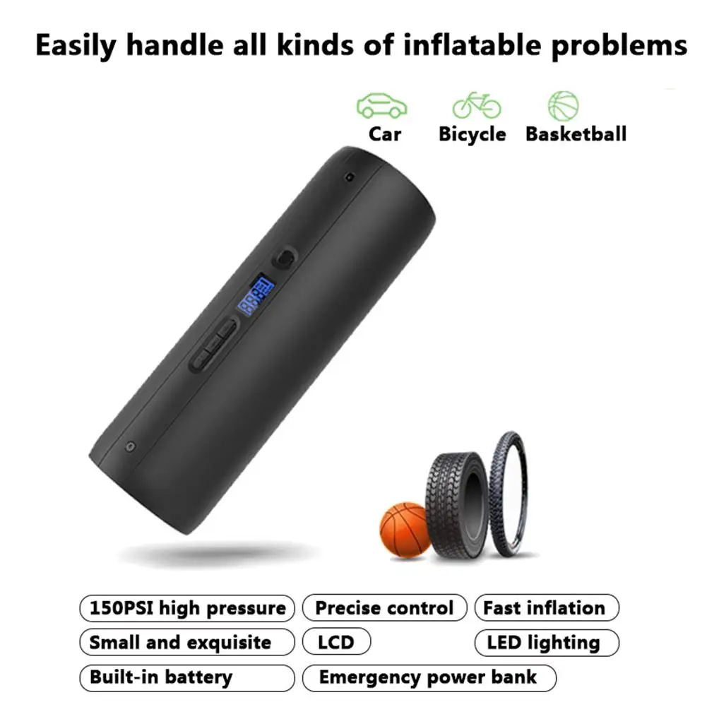 Tyre Inflator Cordless Portable Compressor Digital Car Tyre Pump 12V 150PSI Rechargeable Air Pump for Car Bicycle Tires Balls