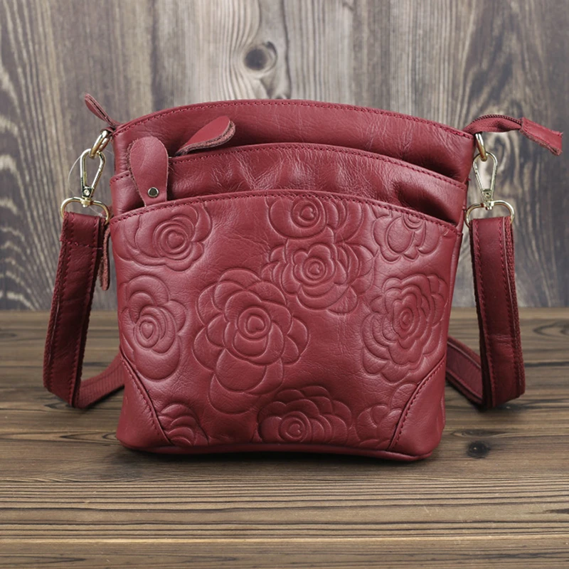 Benthill Bolso Piel Mujer - Bolso De Piel De Vacuno Mujer - Bandolera De Piel Auténtica Con Cremallera - Bandolera Vintage, Color:Marrón