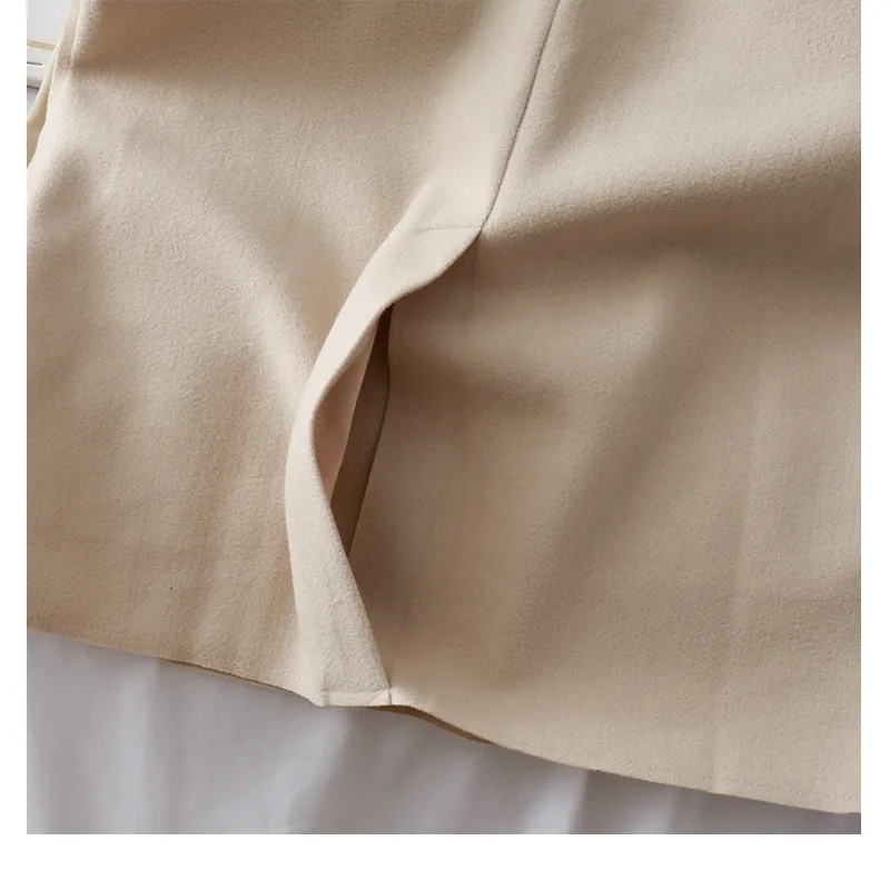 Neploe/Нижняя рубашка с высоким воротником и длинным рукавом с высокой талией, на шнуровке, с подходящим карманом, средней длины, Vestido Tempermanet, свободная, однотонная, Ropa
