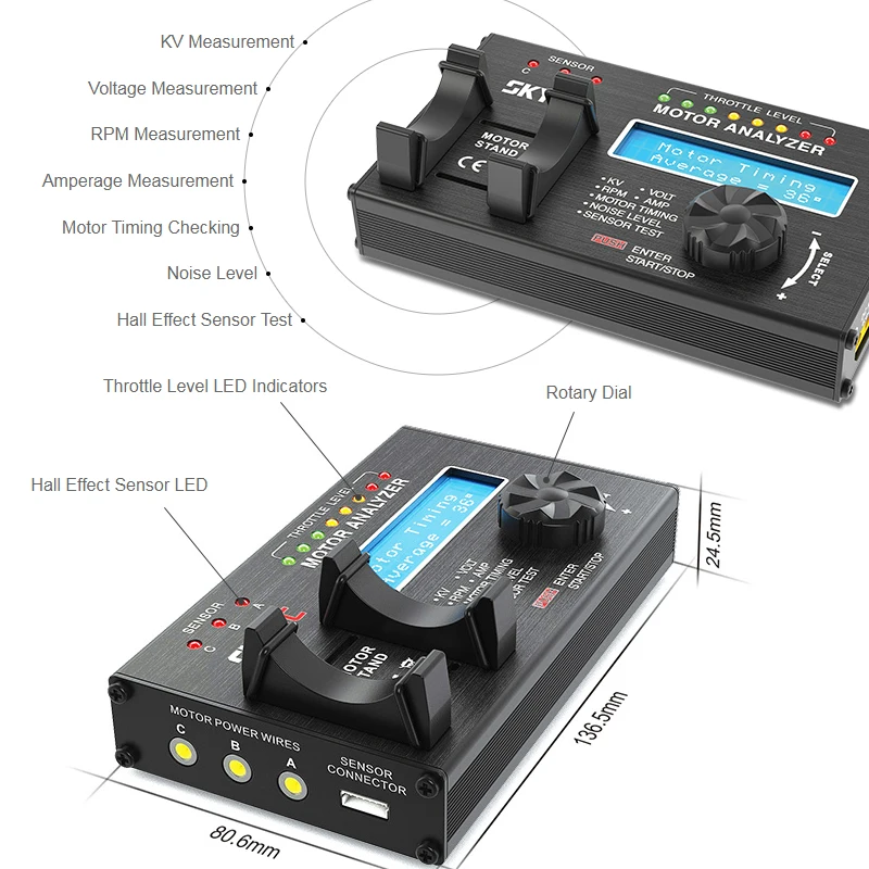 SKYRC BL Motor Analyzer Brushless Motor LCD Analyzer Tester SK-500020 LCD Display Screen for RC Car