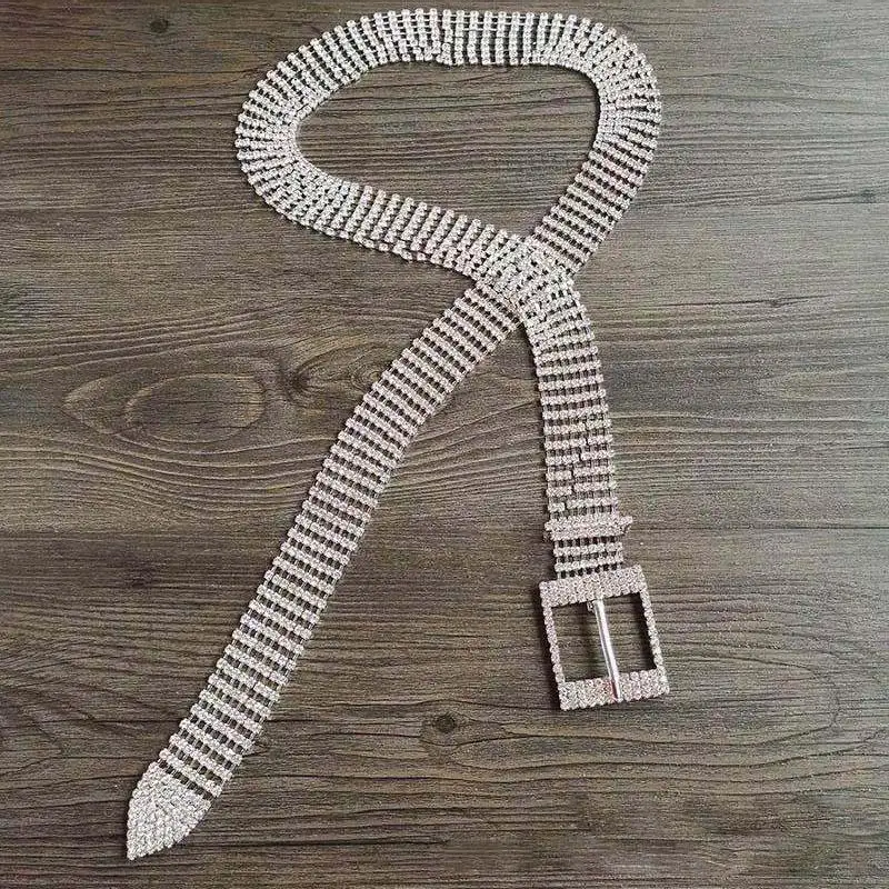 Мода Полный горный хрусталь Роскошный пояс для женщин платье trouserbijoux блестящие серебряные массивные ремни ювелирные изделия вечерние подарок - Цвет: 2.8cm