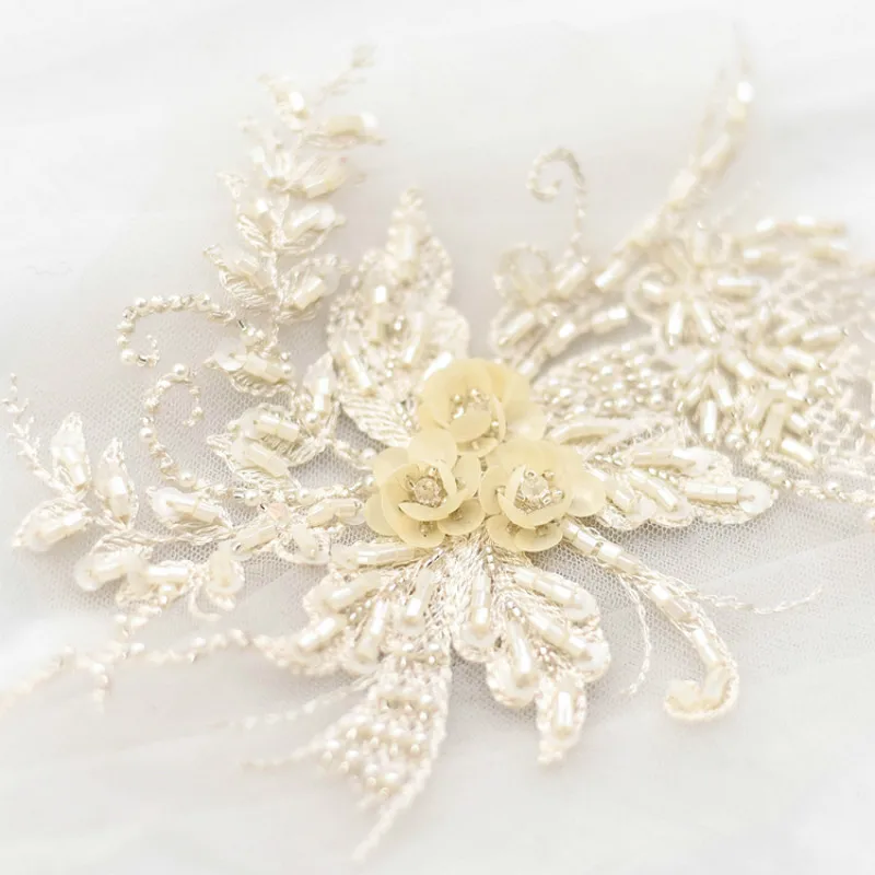 

New Fashion pearl Lace Applique Sewing Trims Wedding Decoration lace collar Costume Neckline Accessory DIY Embroidery Supplies