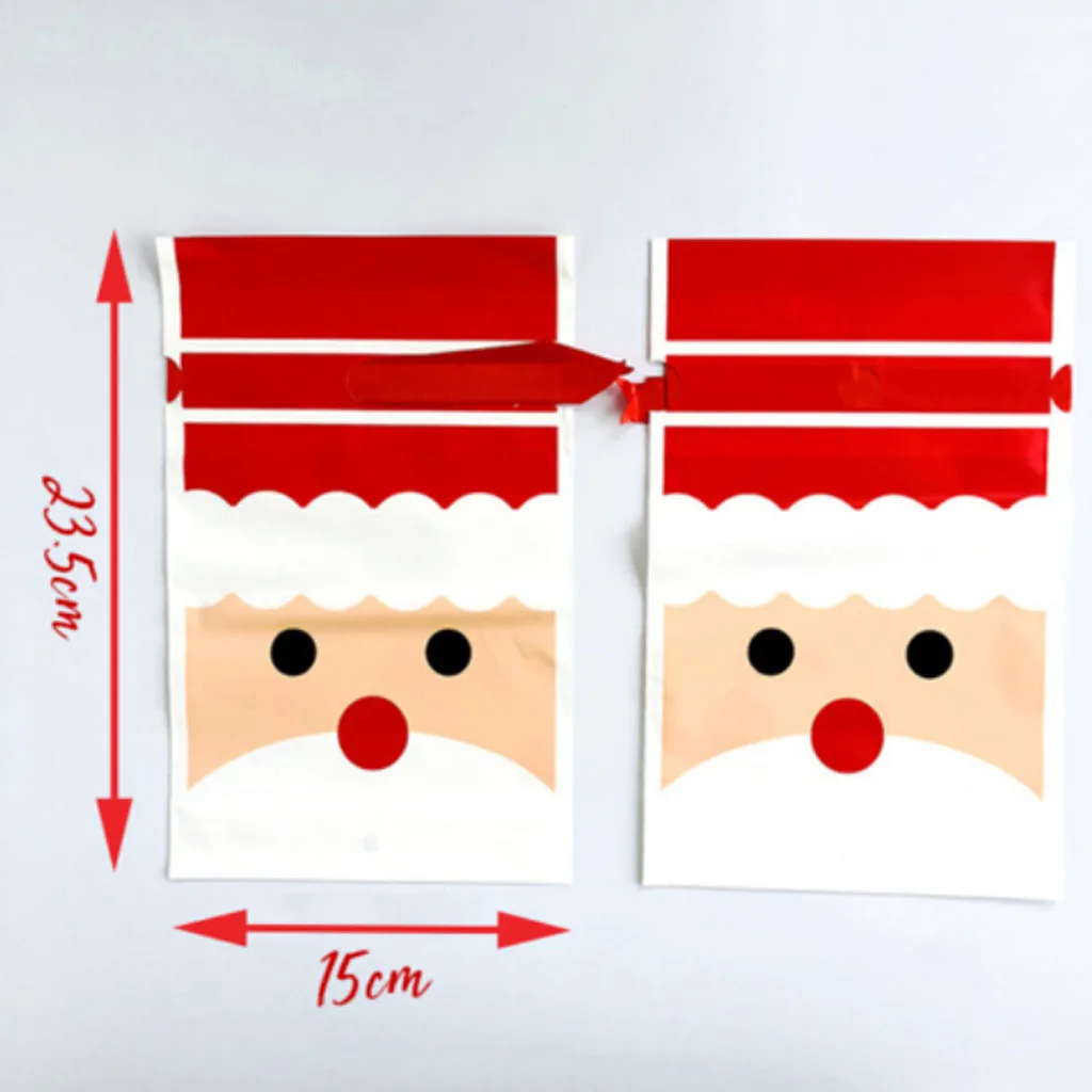 50PCS Christmas Drawstring Gift Bag Santa Claus Elk 23.5x15cm