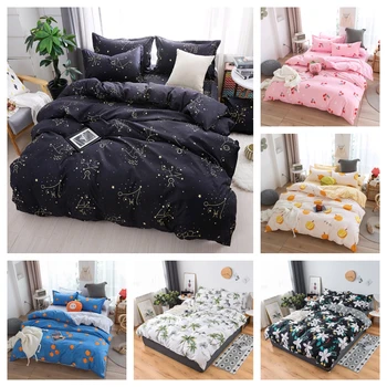 

New Pattern Simple Style Bedding Set 3pcs/4pcs Duvet Cover Set 1 Quilt Cover+1 Flat Sheet +1/2 Pillowcases Twin Full Queen King