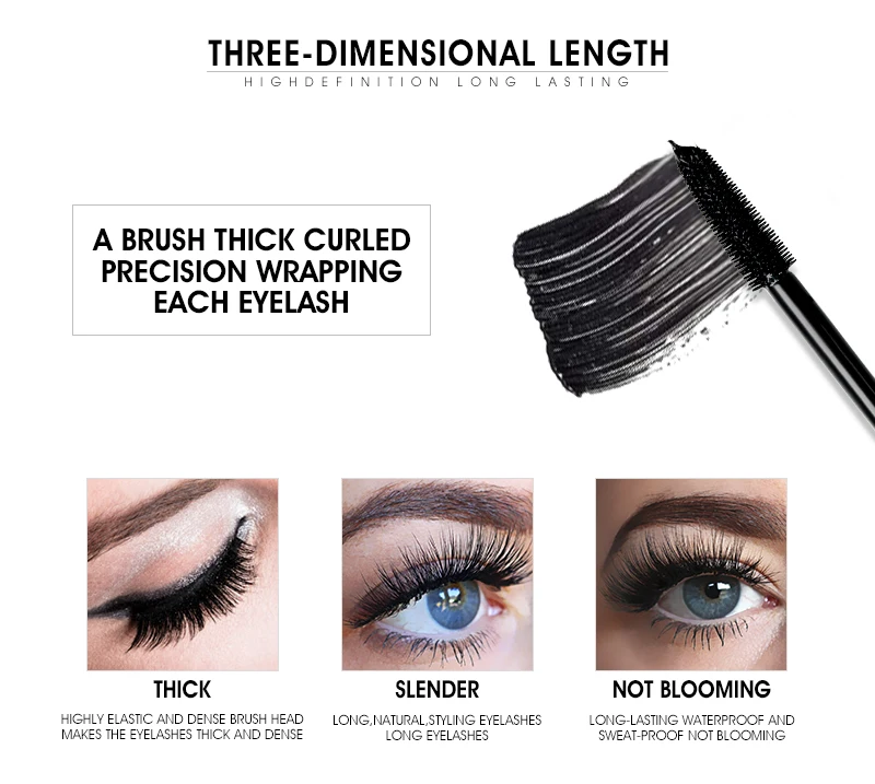 IMAGIC 3D тушь для ресниц Черная тушь для глаз Длинные ресницы силиконовая кисть изогнутая длинная тушь для ресниц водостойкий макияж набор