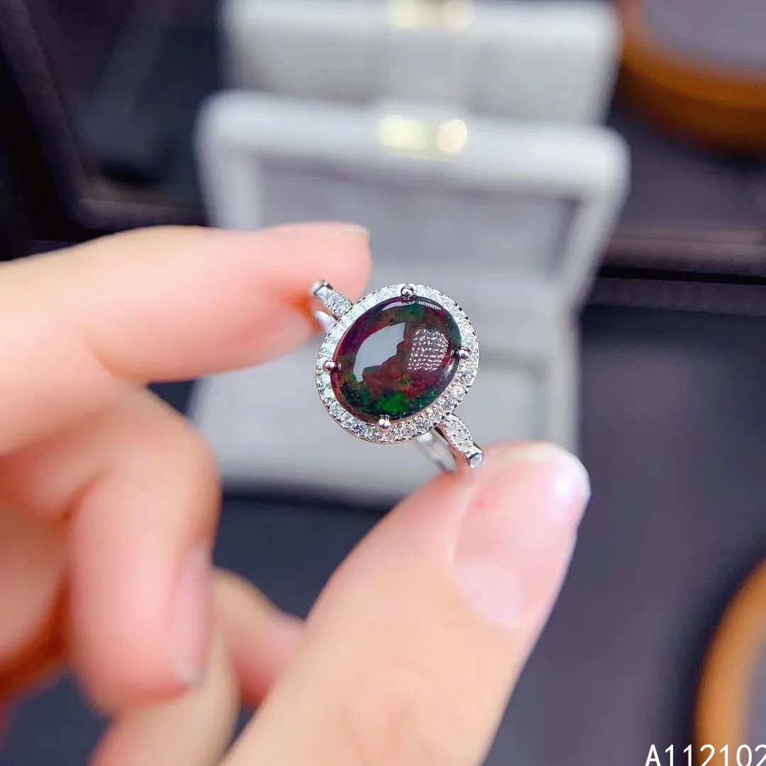 

KJJEAXCMY fine jewelry S925 sterling silver inlaid natural black opal new girl trendy ring support test Chinese style