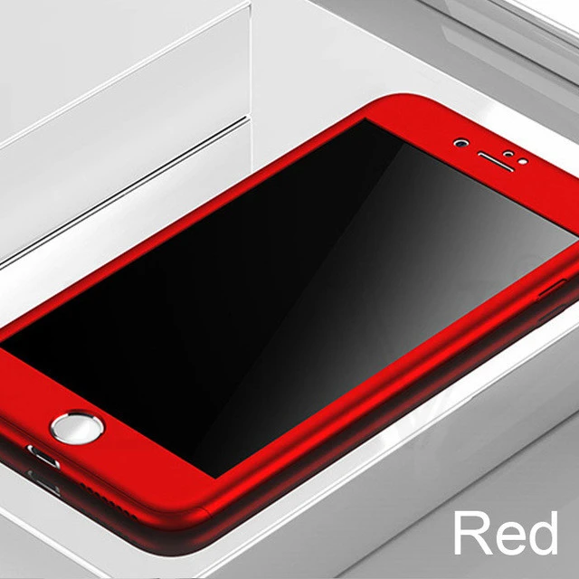 red 360 Полный чехол для телефона для iPhone 11 Pro 7 6 6s 8 Plus XS MAX XR защитный чехол для iPhone 7 8 Plus 5 5S SE чехол со стеклом - Цвет: red
