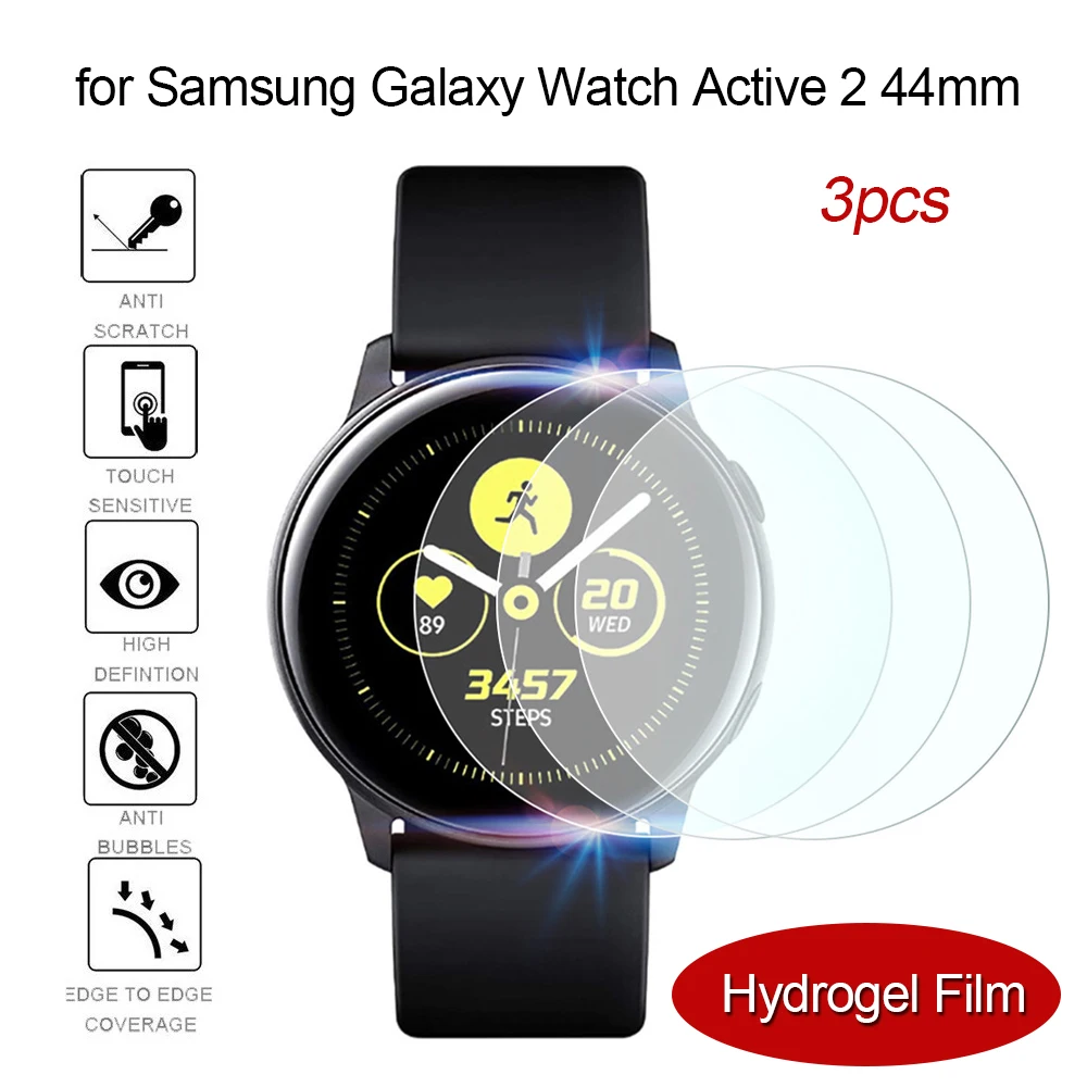 

3PCS Hydrogel Film For Samsung Active Watch 2 44mm Screen Protector 3D Full Coverage Protection Bubble Free Easy to Install