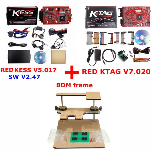 ЕС красный Kess V5.017 KTAG V7.020 V2.25 V2.47 4 светодиодный без знака программатор системного блока управления K-TAG 7,020 светодиодный программатор BDM OBD2 автомобиля/грузовика программист - Цвет: Ktag Kess BDM Frame