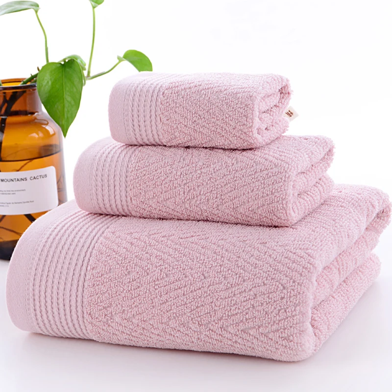 Хлопок 3 шт набор банных полотенец полотенца для рук мочалки роскошные мягкие абсорбирующие и экологически чистые Фиолетовый Синий Розовый серый верблюд - Цвет: Light pink