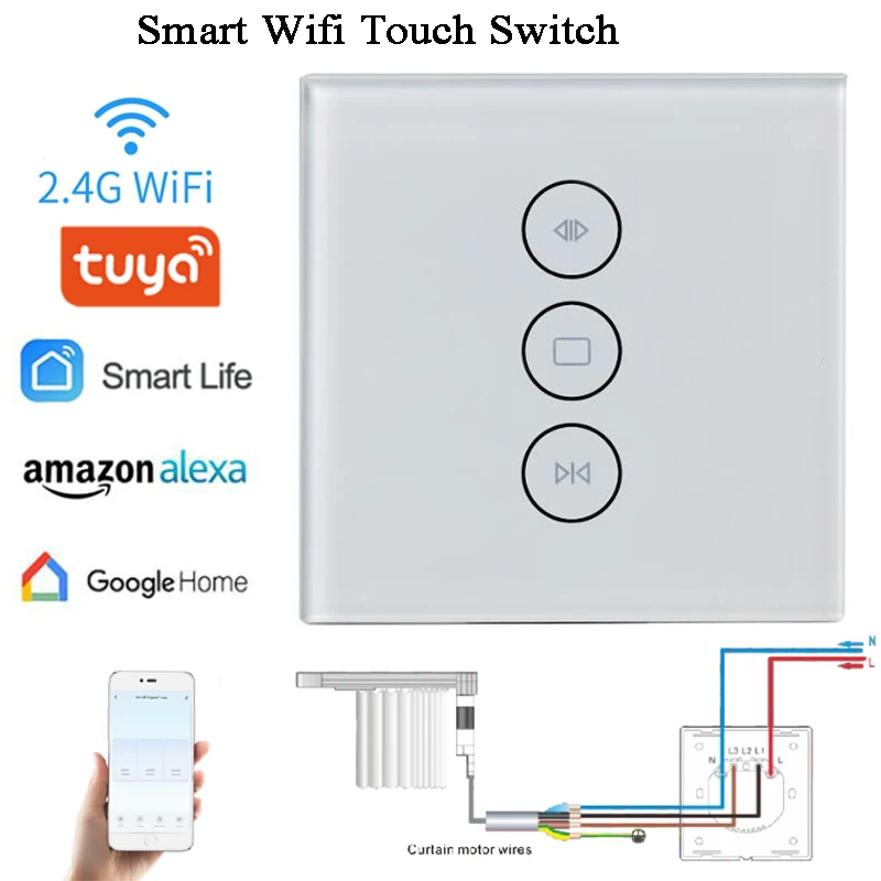 3 линии AC220V интеллектуальная беспроводная (Wi Fi) открывателя окна Tuya