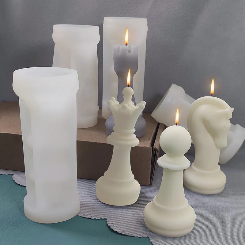 Chess Candle Silicone Mold DIY Chess 6 Piece Set Aromatherapy Candle Creative Ornaments Resin Molds Candle Making Kit