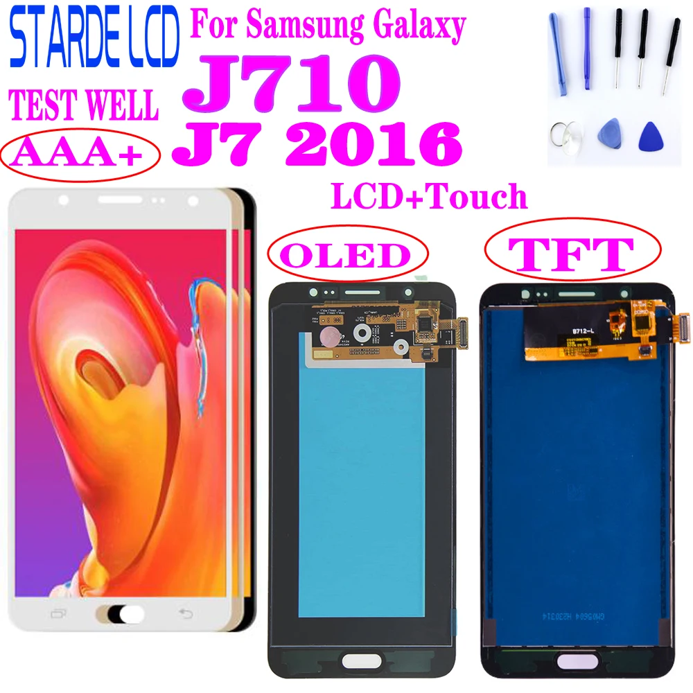 ЖК-дисплей Super Amoled для SAMSUNG Galaxy J7 2016 J710 сенсорный экран J710F 5 '' | Мобильные