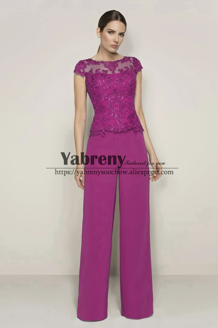 

Rose red Mother of the bride pant suits Evening dresses