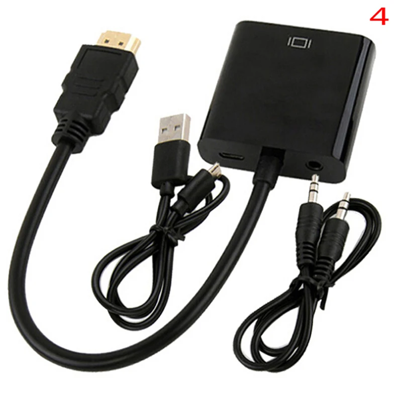 1 шт. адаптер hdmi-vga штекер в конвертер с разъемом адаптер 1080p для ПК ноутбука 25 см - Цвет: Black 2