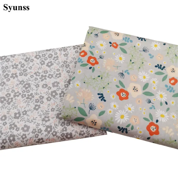 each design Syunss Diy Лоскутная Ткань для квилтинга колыбели подушки платье ткань для вышивки серый розовый цветочный принт хлопковая ткань - Цвет: each design