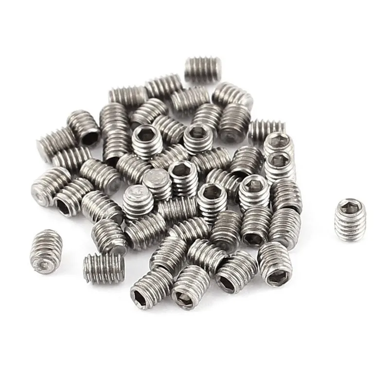 

50Pcs M2.5 x m Stainless Steel Hex Socket Set Grub Screws Headless Cup Point