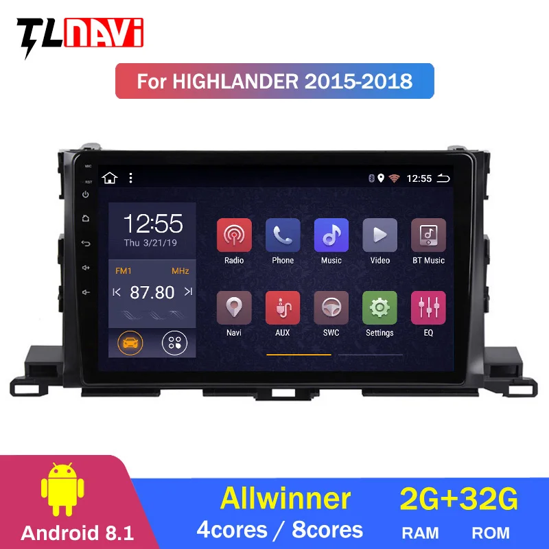 10," ips сенсорный экран Android 8,1 Octo Core 2 Гб ram Автомобильный мультимедийный для Toyota Highlander gps навигация