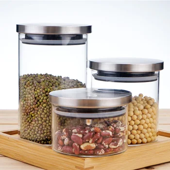 

Food Storage Lead-free Glass Jar Containers and Complements for Kitchen Bottles Sealed Cans with Lid QP2