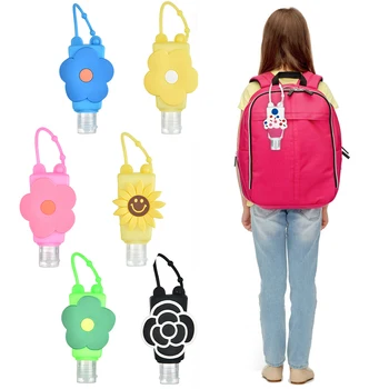 

6pcs Travel Portable Hand Gel Holder Split Bottles Cute Kids Detachable Cover Bath Shower Hand Sanitizer Holder Desinfectante