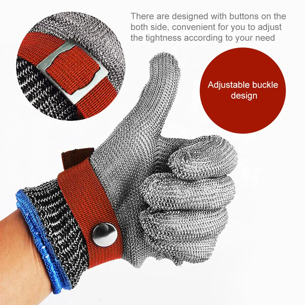 5 Level Anti-cutting Glove Safety Glove Stainless Steel Wire Hand Protector Adjustable Unisex Butcher Food Processing