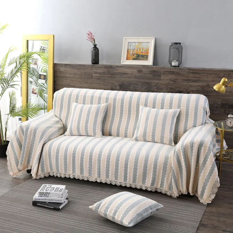 

Vintage Chenille Jacquard Stripe Lace Sofa Towel Decorative Slipcover All-inclusive Dust Couch Protector Non-slip Throw Blanket