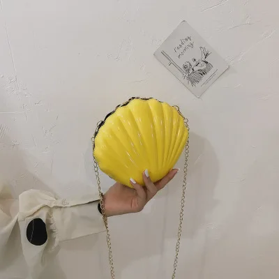 Yellow Новая мода 3D оболочка Сумка дизайнерская цепочка на плечо сплошной цвет Handbags2019 женские маленькие сумки через плечо из искусственной кожи GQ043 - Цвет: Yellow