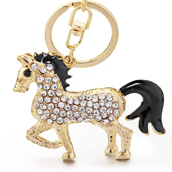 

Unique Lovely Horse Delicate Crystal Keychain For Car Animal Rhinestone Purse Bag Pendant Best Gift Women Key Chain DK400