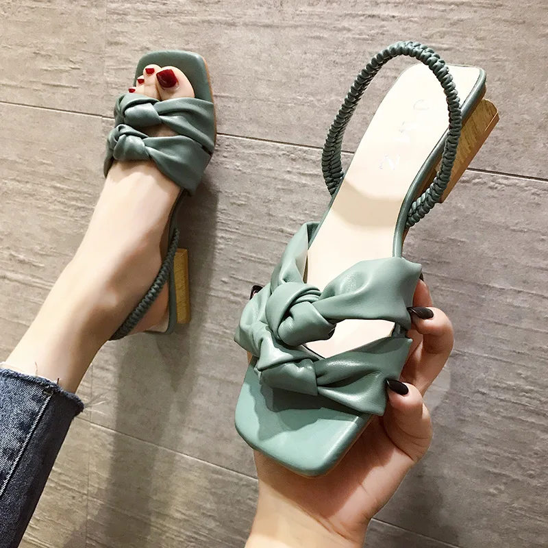 

2019 Summer New Style Korean-style Fashion Slipper Women's Outer Wear A- line Bow Beach-Style Casual Slippers INS