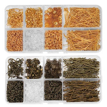 

700Pcs Jump Rings Earring Hooks Flat Headpins Thread Chains Memory Beading Steel Wire For DIY Jewelry Making Sets Supplies Kits